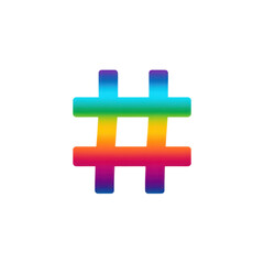 Fototapeta premium A colorful rainbow hashtag symbol on transparent background generative ai, ai, generative
