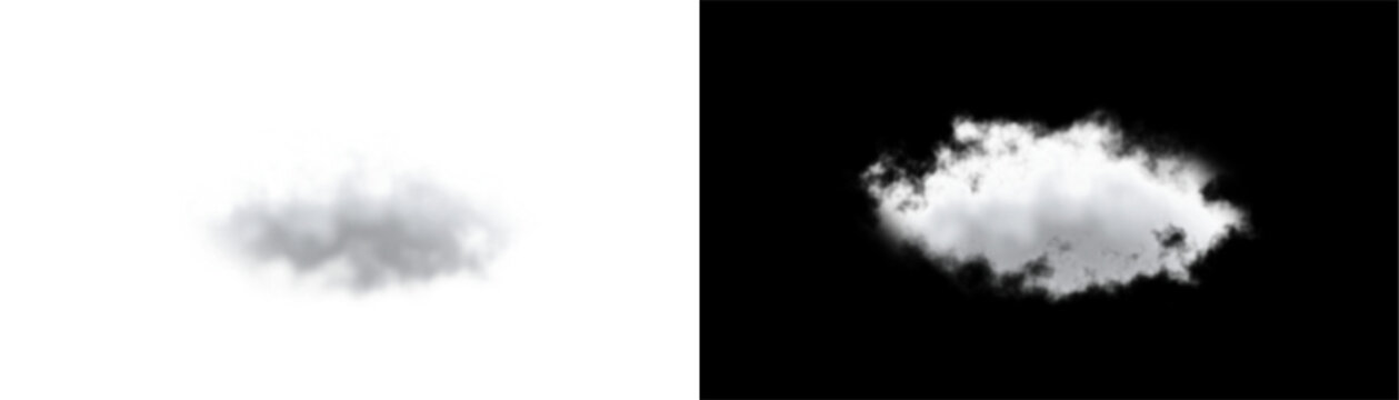 White cloud isolated on transparent background. Fluffy cloud. Realistic white cloud