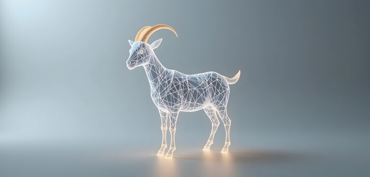 Abstract X-ray Style Goat with Glowing Hooves on a Gradient Background.
