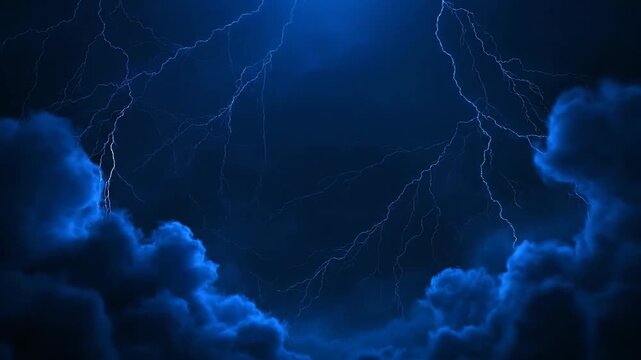 Dramatic Lightning Storm with Dark Clouds.