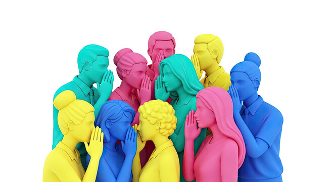 Colorful figures whispering secrets