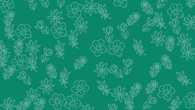 Light and delicate green background with scattered flower outlines, ideal for springthemed designs, greeting cards, or feminine branding materials.