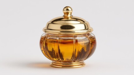 Elegant Gold-Topped Glass Jar Filled with Golden Honey