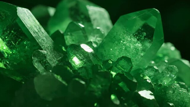 Emerald Crystals Cluster Closeup Macro Shot.