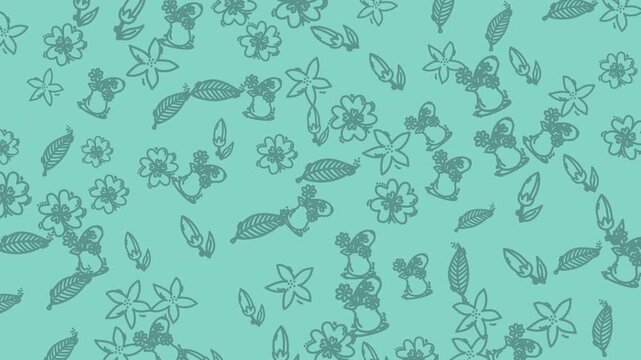 Pattern with koalas, flowers, and leaves on a background. Great for wallpapers, stationery, textiles, and childrens products with a nature theme.