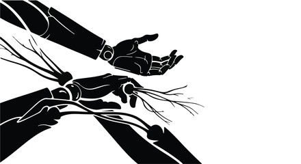 robot hand reaching out to human hand