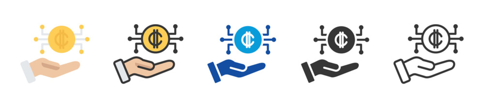 cryptocurrency icon set multi style various collection
