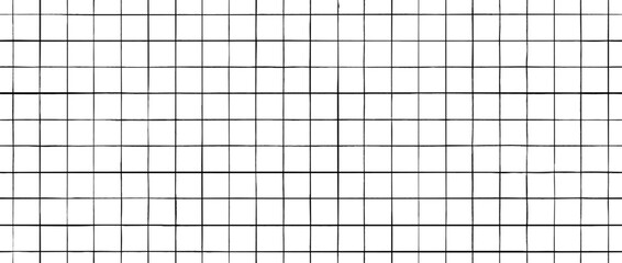 Seamless drawn square grid pattern. Repeated doodled checkered background. Sketched thin checker paper texture. Straight line planer page wallpaper. Vector pencil drawn journal sheet notebook template © vika_k