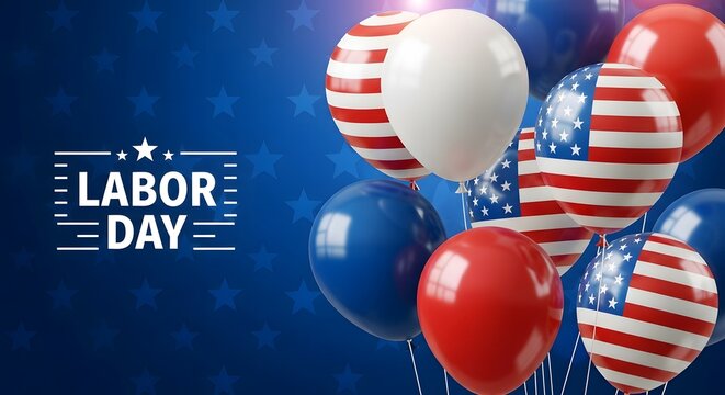 Vibrant labor day celebration with patriotic balloons