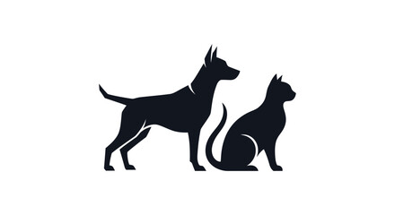 Dog and Cat Silhouette Icon Vector Art