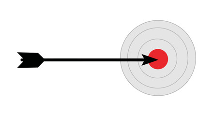 Arrow hitting the bullseye on a target, representing success and precision.