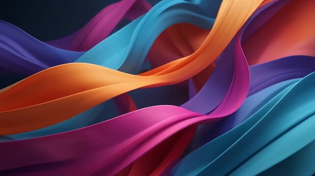 colorful abstract wavy ribbon design with orange, pink, purple and blu