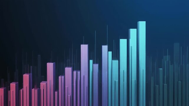 colorful gradient bar chart graph illustration with purple pink and bl