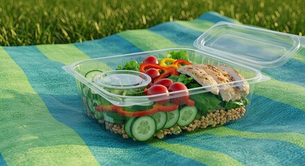 Fototapeta premium Healthy Chicken Salad Picnic Takeaway Container