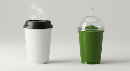 Hot Coffee and Green Smoothie Drinks