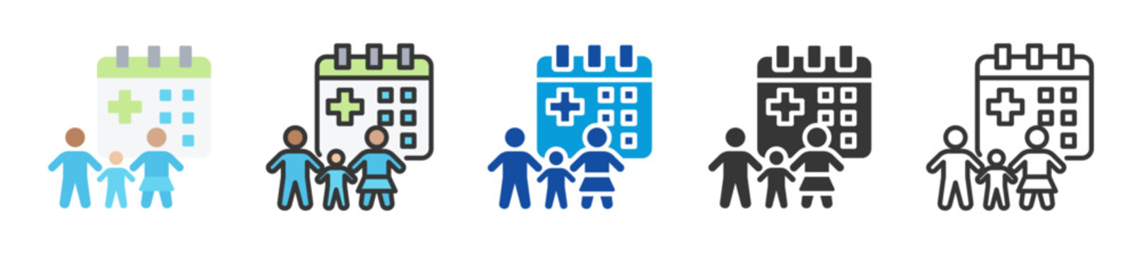 family medical leave act icon set multi style various collection