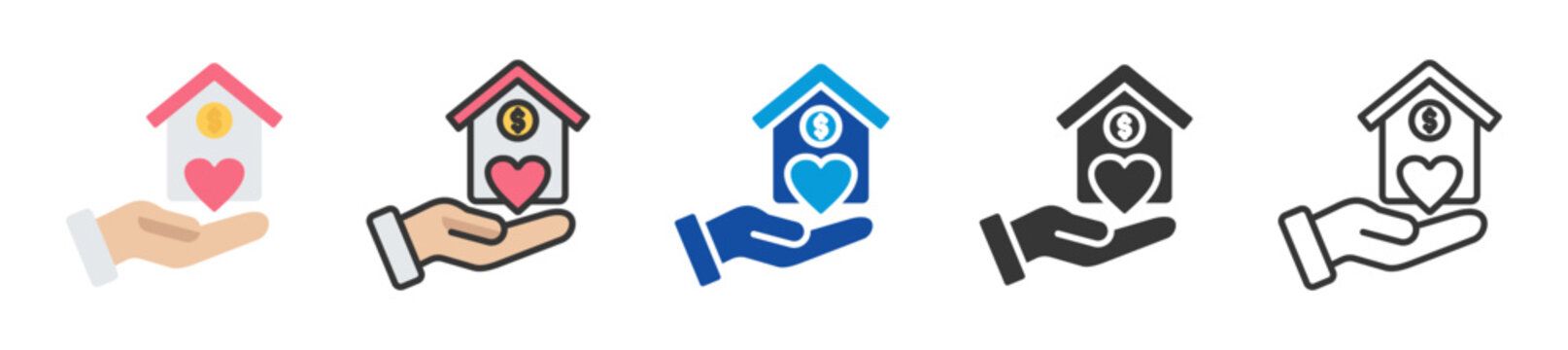 housing assistance icon set multi style various collection