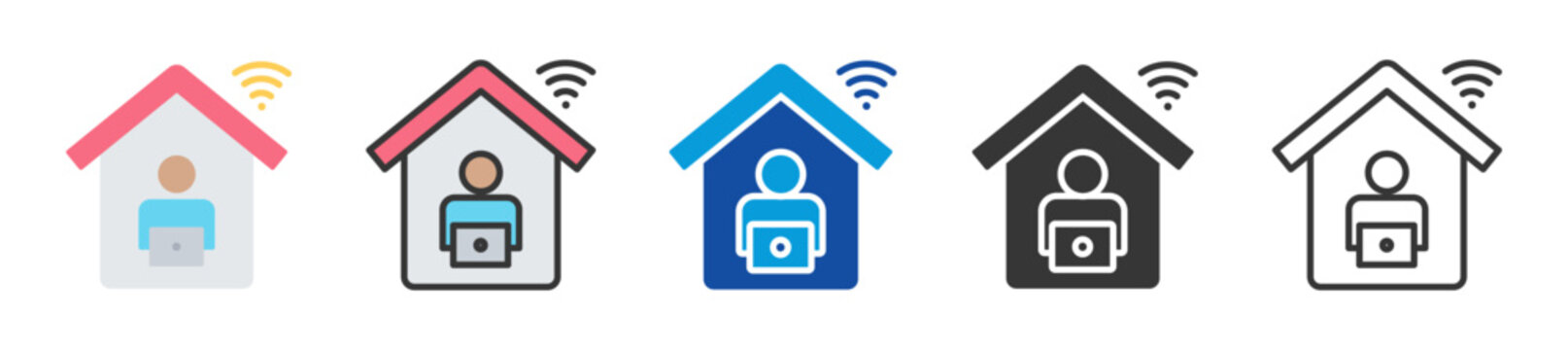 telecommuting icon set multi style various collection