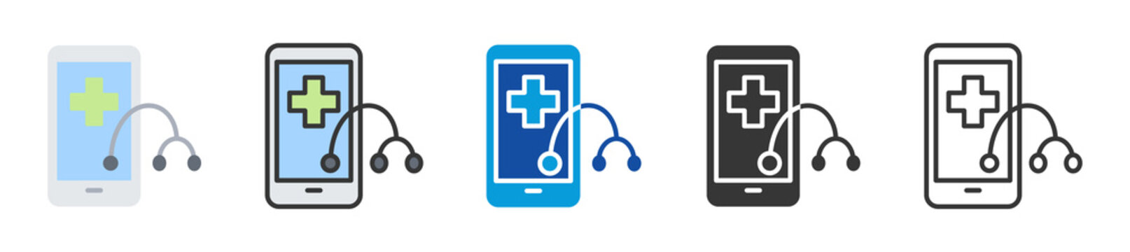 telehealth service icon set multi style various collection