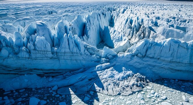 Majestic Glacier Landscape with Deep Blue Crevasses.