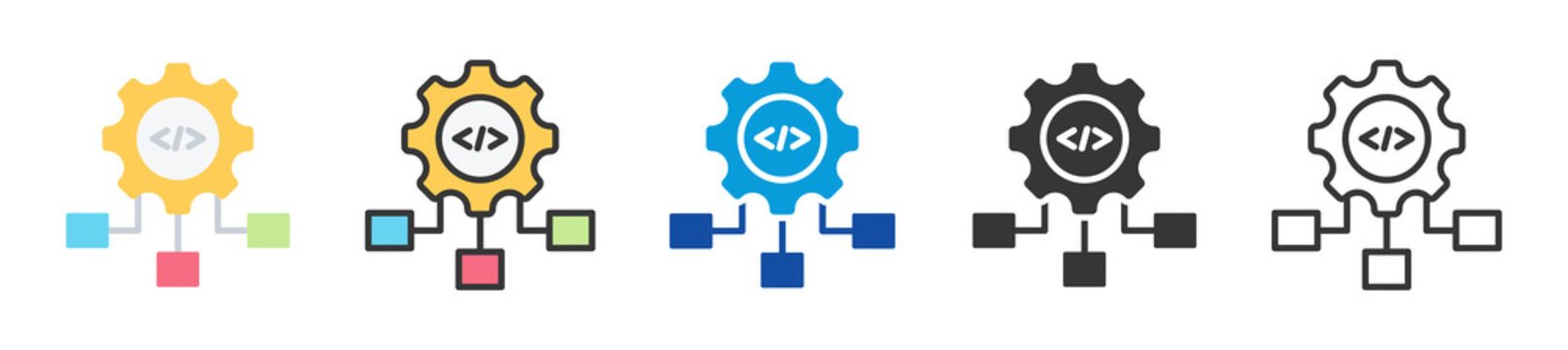 coding framework icon set multi style various collection