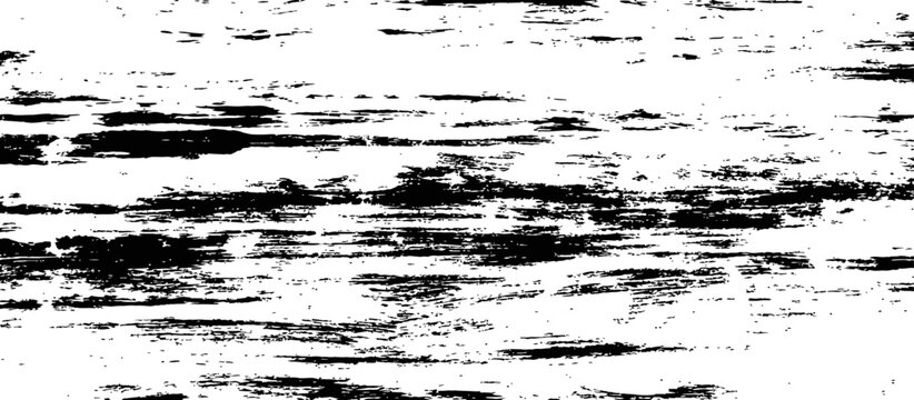 Abstract Black and White Grunge Texture with Horizontal Brush Strokes Distressed Effect Vector Background