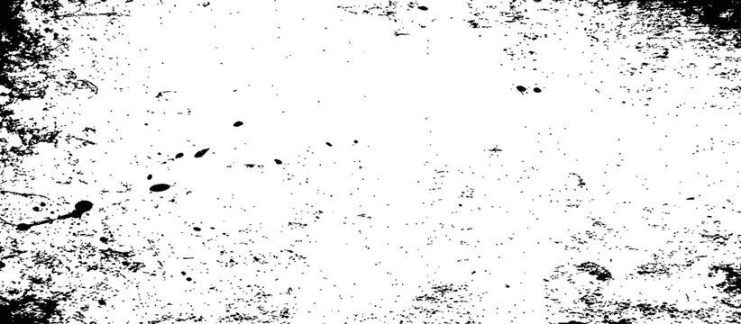 Distressed Grunge Texture Overlay with Ink Splatters and Scratches Black and White Abstract Background