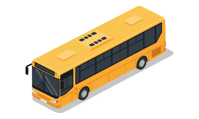 Modern yellow public transportation city bus isometric illustration © bayu