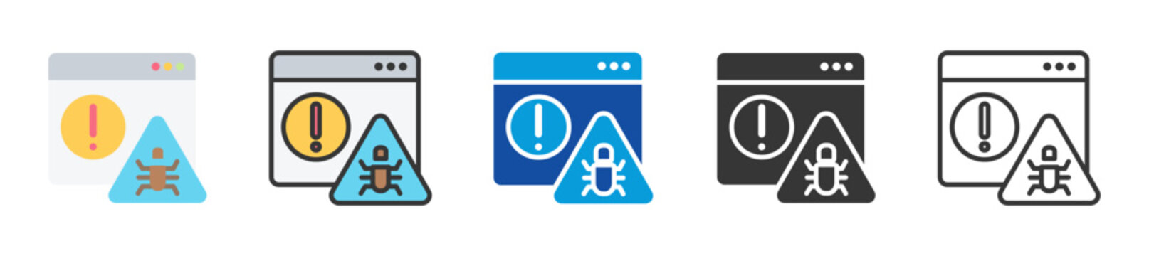 malware attack icon set multi style various collection