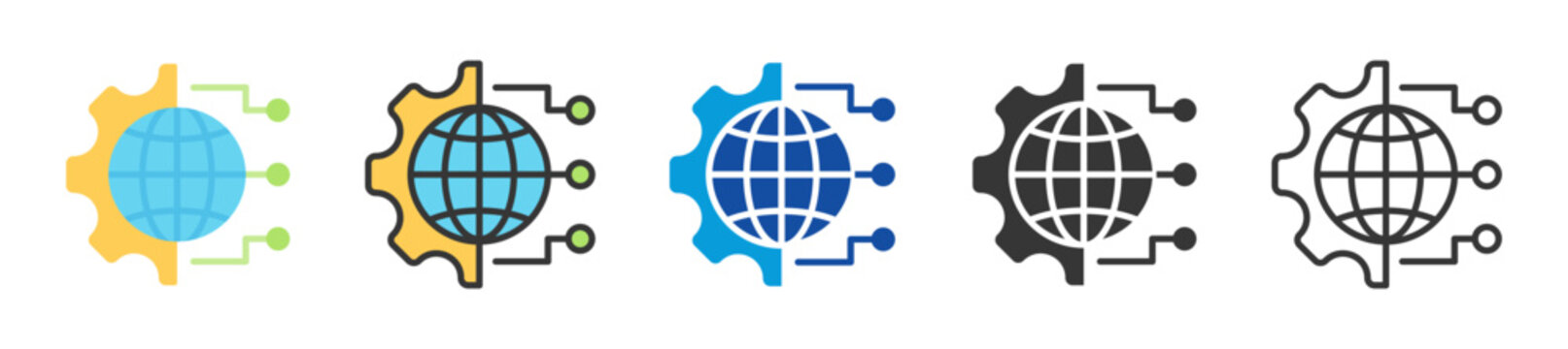 dns management icon set multi style various collection