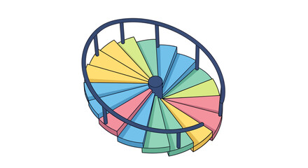 Obraz premium Spiral Staircase Vector Illustration, Colorful Steps, Modern Design, Architectural Concept