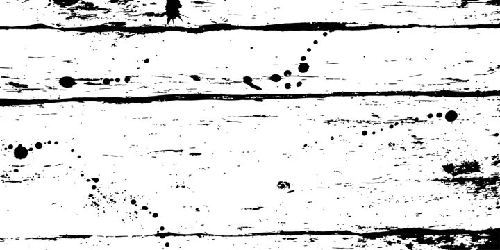 Distressed Black and White Grunge Wood Planks Texture Overlay Vector