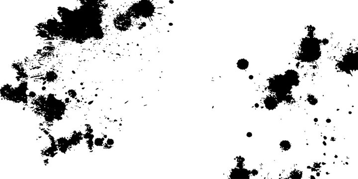 Black Ink Splatter and Paint Drops Grunge Texture Abstract Background Vector Graphic Design Element