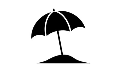 Beach umbrella silhouette summer icon vector © MD