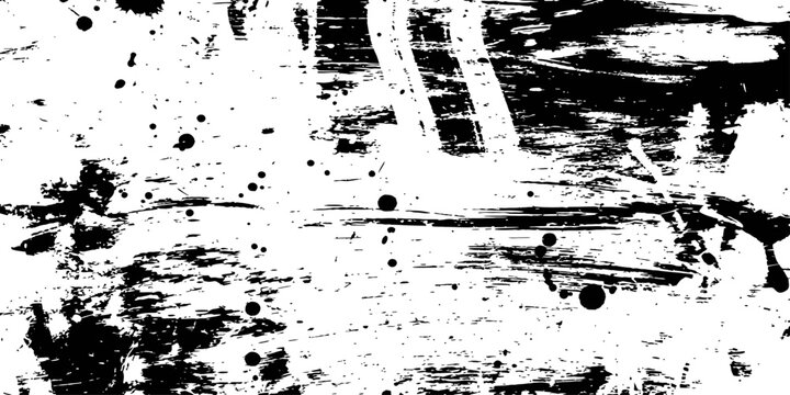 Abstract black and white grunge background texture with paint splatters and heavy ink brush strokes