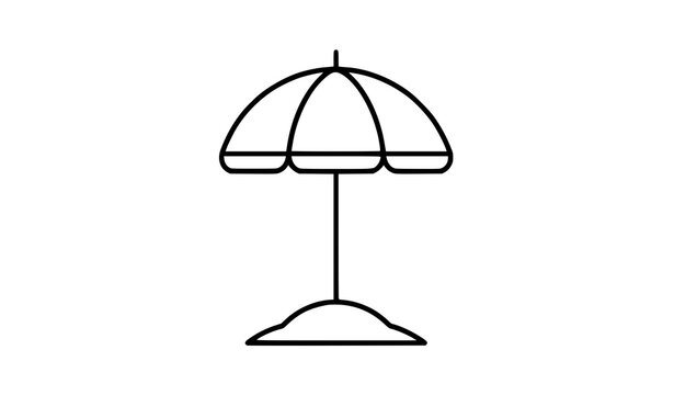Minimal beach umbrella outline icon vector
