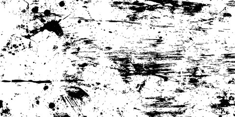 Fototapeta premium Black and white distressed grunge texture with paint splatters scratches and ink drops abstract background vector