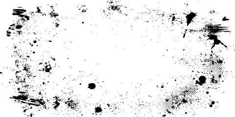 Obraz premium Black Ink Splatter Grunge Distressed Vector Frame Border Template
