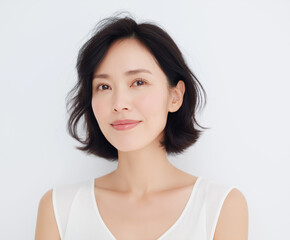 50代, 女性, 美容, スキンケア, 化粧品, 美肌, エイジングケア, 若々しさ, 健康的, 自然体, 日本人, アジア人, 美容医療, 保湿, 美白, ツヤ肌, ナチュラルメイク, フェイシャルケア, 美容液, クリーム, マスク, リフトアップ, シワ改善, ハリ肌, エステ, 美容クリニック, 笑顔, クローズアップ, ポートレート, リラックス, ヘルシーライフスタイル, アンチエイジ