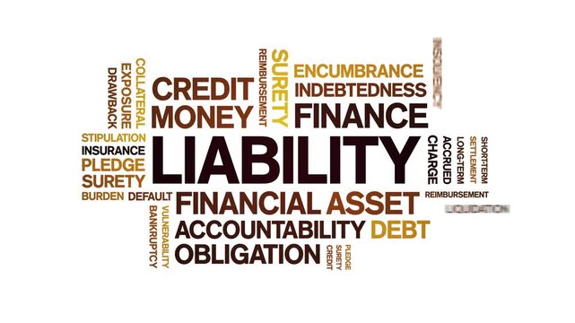 Liability animated word cloud-text design animation tag kinetic typography seamless loop.