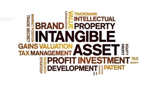 intangible asset animated word cloud-text design animation tag kinetic typography seamless loop.