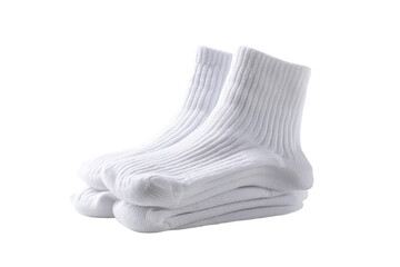 A Stack of Two Folded White Thermal Socks on a Transparent Background. Digital Design Asset Cutout Element Isolated Clipart