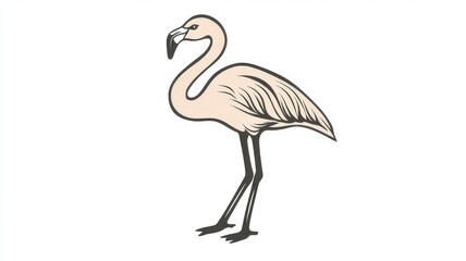 Fototapeta premium Vibrant flamingo graceful avian with elegant neck and slender legs in natural habitat.