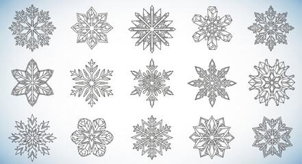 Collection of Various Snowflake Designs and Patterns. © Yadi