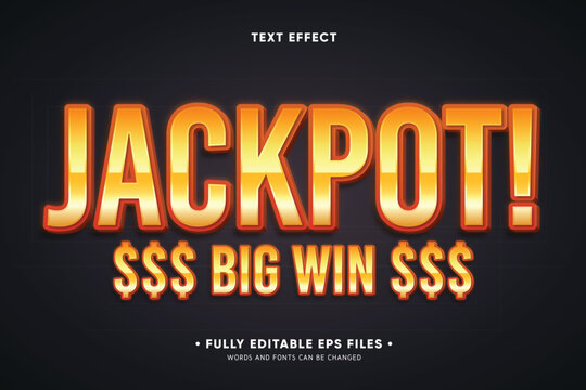 Golden jackpot text effect with editable eps files for big win messages
