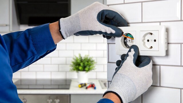 Person Installing Electrical Outlet