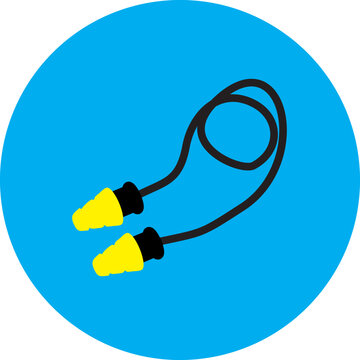 Vector illustration of ear plug icon on blue background