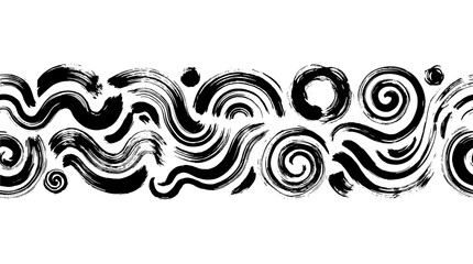 Fototapeta premium Hand Drawn Abstract Brush Stroke Border Pattern