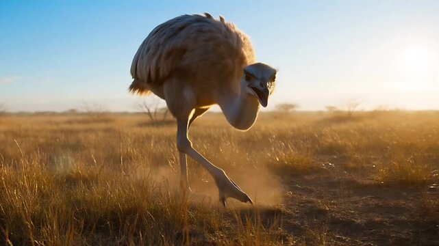emu bird in running
