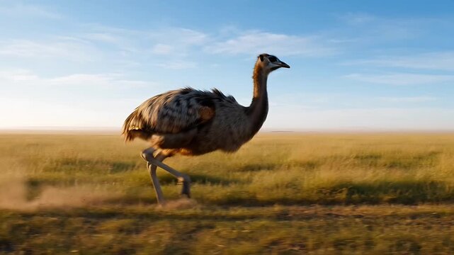 emu bird in running